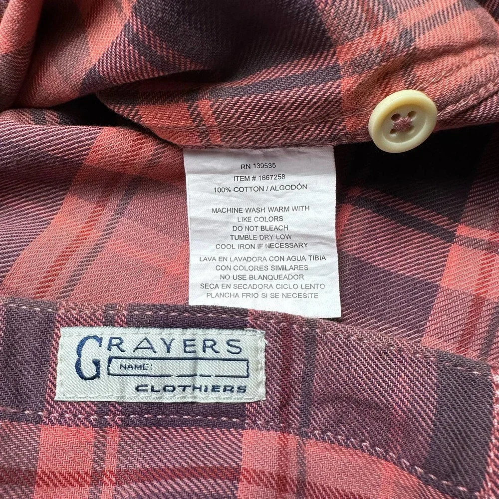 Grayers | Men | Classic Plaids Coral Red SS Button Up Shirt | Size XXL - Picture 8 of 12